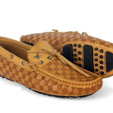 LOUIS VUITTON Chequered Design Camel color Men's Shoes