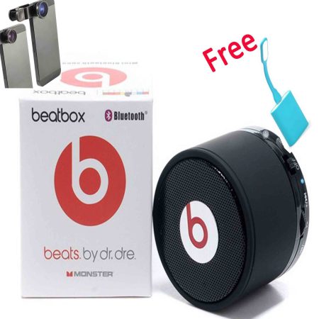 Pack of 2: Monster Beats by Dr Dre Mini bluetooth Speaker with Camera Lens (Free LED USB Light)
