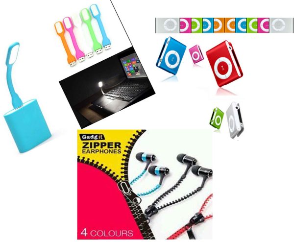 Combo Pack of 3: MP3 Player + Zipper Hands Free Only.800/- (Free LED USB Light)