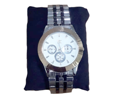 Silver Chronometer Stone Watch for men